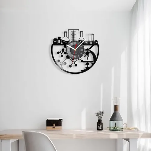 Miniatura 9 de Reloj de pared químico de 12 pulgadas, reloj de pared silencioso de cuarzo sin tictac, funciona con pilas, moderno, decorativo, química, analógico
