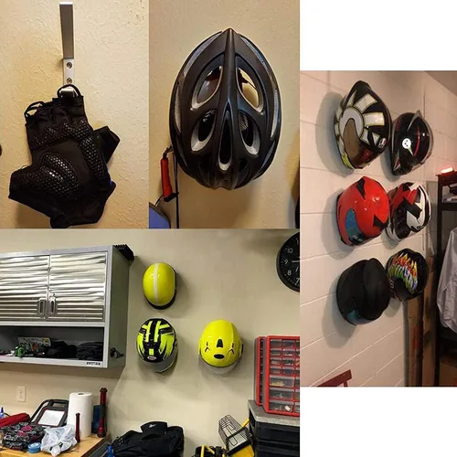Miniatura 5 de Paquete de 4 soportes resistentes de aluminio para casco de motocicleta, estante de exhibición para chaqueta de motocicleta, colgador de pared