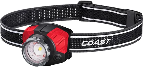 Coast® FL85R - Linterna frontal LED recargable de enfoque de 1000 lúmenes tricolor (blanco/rojo/verde), batería recargable incorporada