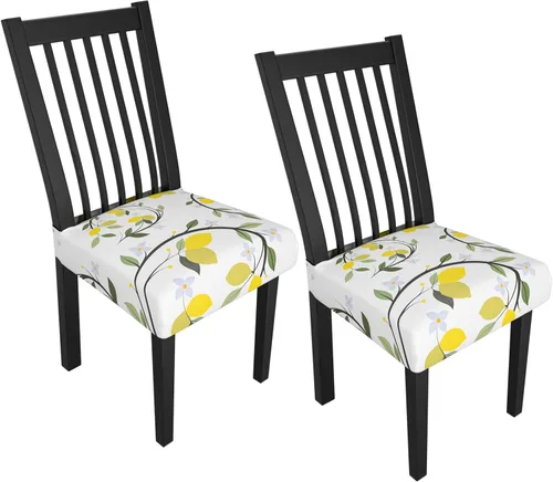 Miniatura 113 de Juego de 4 fundas elásticas para sillas de comedor, fundas para sillas de comedor con estampado floral, fundas para asientos de sillas con estampado