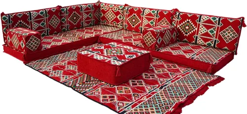 Miniatura 27 de arabicsofa Juego de sofás árabes tradicionales en forma de L - Sofás seccionales marroquíes - Asientos Majlis orientales para sala de estar