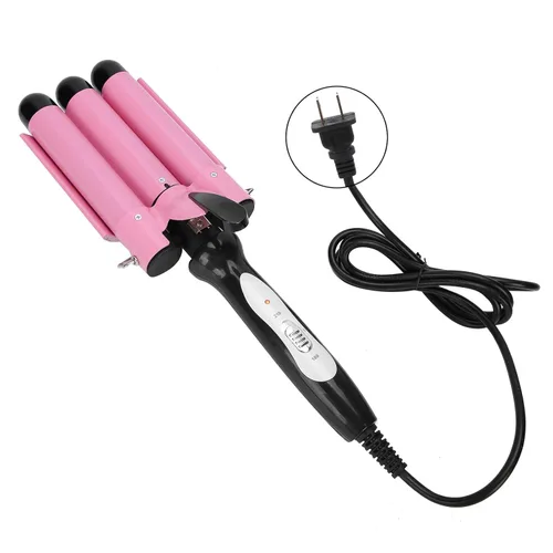 Miniatura 9 de 3 barriles rizadores de pelo, rizador de pelo de 3 barriles de 1.102 in, rizador de pelo eléctrico, herramienta de peinado para peinado largo