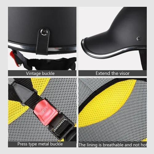 Miniatura 5 de Casco eléctrico retro Vespa para jóvenes, medio casco de motocicleta para adultos, casco ligero de invierno aprobado por DOT para hombres y mujeres