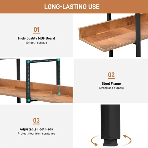 Miniatura 8 de YISUYA Estantería alta de madera de 5 niveles para dormitorio, estantería industrial moderna de mediados de siglo con almacenamiento para sala