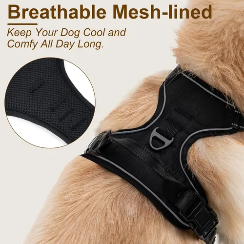 Miniatura 5 de Arnés para perro sin tirones, chaleco ajustable reflectante con clip frontal para mascotas con asa de fácil control para perros medianos y grandes