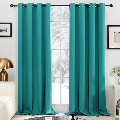 Miniatura 62 de Deconovo Cortinas opacas 100% con forro negro, cortinas con ojales aisladas térmicamente que reducen el ruido, doble capa para oscurecer