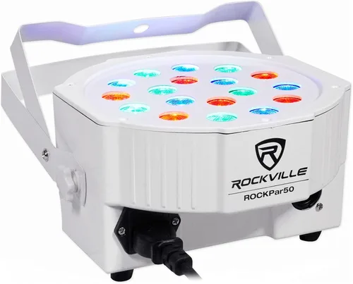 Miniatura 3 de (10) Rockville RockPAR50 LED RGB Compact Par Can DJ/Club/Stage DMX Luz de lavado - Blanco