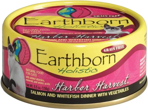 Earthborn Holistic Harbor Harvest - Alimento enlatado para gatos sin granos, 5.5 onzas, caja de 24, beige (71523)