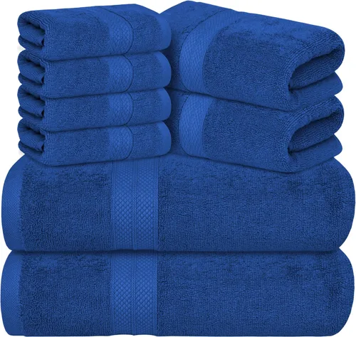 Miniatura 11 de Avalon Towels Juego de toallas de lujo de 8 piezas, 2 toallas de baño, 2 toallas de mano y 4 toallas pequeñas, 100% algodón hilado en anillo de 600