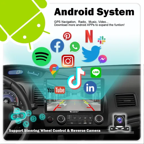 Miniatura 4 de Para Honda Civic 2006-2011 LHD Quad Core 2G+64G CarPlay Android Navegación Automática Android Estéreo GPS Radio Reverse Cámara Pantalla 10 "IPS
