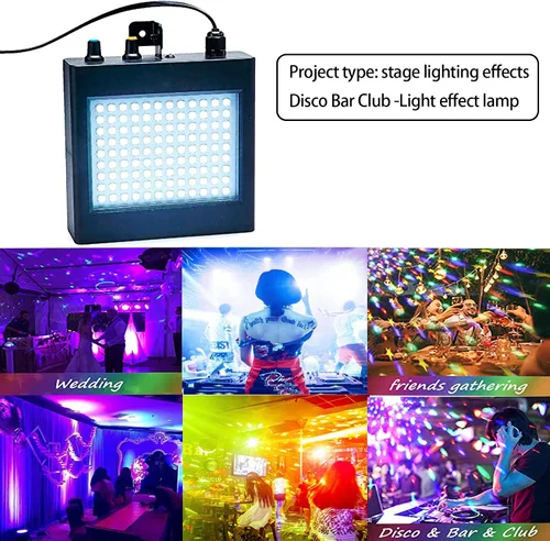 Miniatura 8 de Mini luz estroboscópica, sUperbrillante RGB/color blanco, luz estroboscópica con 108 mini LED, auto-activada por sonido o modo de flash de control