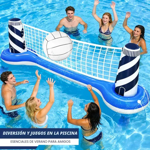 Miniatura 3 de Juego de flotador inflable de red de voleibol con pelota de playa de 19 pulgadas, diseño de faro, juguetes flotantes para deportes acuáticos