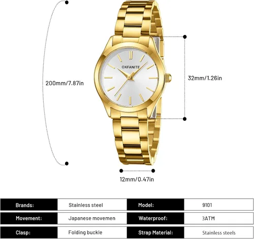 Miniatura 4 de Watches for Women, Fashion Small Gold Analog Quartz Waterproof Stainless Steel Ladies Wrist Watches, with Date Dainty Diamond Luxury Dress Women