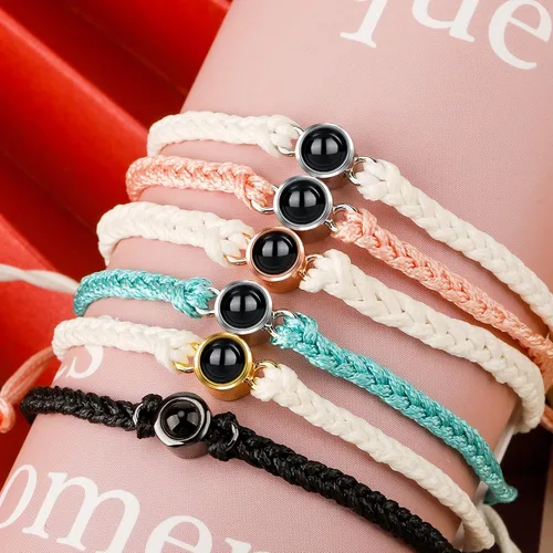 Miniatura 5 de Pulsera de fotos personalizada, pulsera de proyección de fotos, pulseras circulares de fotos con imagen en el interior, pulsera trenzada