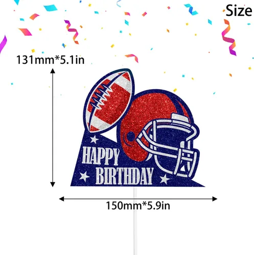 Miniatura 2 de Decoración para pastel de rugby, decoración de casco de fútbol americano de feliz cumpleaños, fiesta deportiva, decoración de touchdown para niños