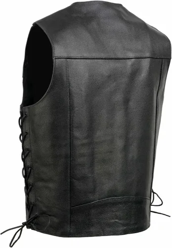 Miniatura 8 de Event Biker Leather - Chaleco de cuero para hombre "Promo, con encaje lateral