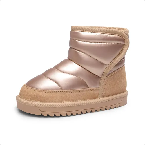 DREAM PAIRS Botas de nieve para niñas y niños, zapatos de tobillo de invierno de 0.394 pulgadas con forro de piel sintética para niños pequeños y