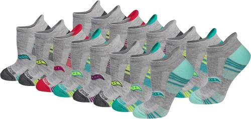 Saucony - Calcetines deportivos de rendimiento con tirador en el talón para mujer (8 y 16 pares)