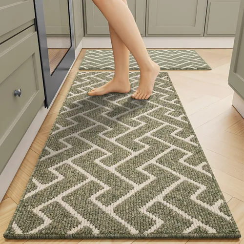 Miniatura 14 de hicorfe Juego de 2 tapetes de cocina antideslizantes para piso, cómodas alfombras de cocina lavables para pasillos, entrada, cuarto de servicio