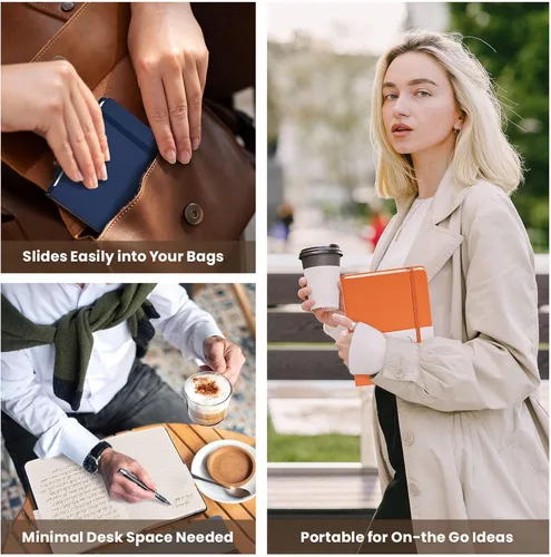 Miniatura 7 de Cuadernos con líneas para escribir de 5.5 x 8.2 pulgadas, 160 páginas tamaño A5 con bolsillo expandible, cuadernos de tapa dura para el trabajo