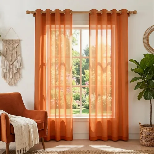 Miniatura 42 de KOUFALL Cortinas traslúcidas de 120 pulgadas de 2 paneles con ojales, juego extra largo de 10 pies de largo, cortinas altas para ventana grande, 52