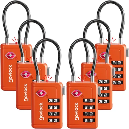 Miniatura 10 de Cerradura de equipaje aprobada por la TSA Indicador de inspección, combinación de 4 dígitos, aleación de zinc duradera para maletas, mochilas