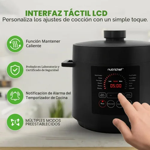Miniatura 3 de NutriChef Olla a presión eléctrica de 6 cuartos de galón de capacidad Olla a presión digital de encimera de 9 funciones Tiempo y temperatura