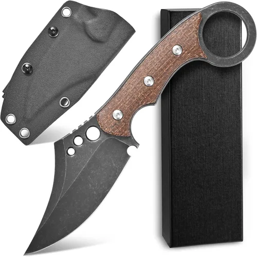 Miniatura 8 de C1116 Cuchillo de hoja fija, hoja de acero D2+mango Micarta cuchillo de supervivencia al aire libre con fundas Kydex (verde)