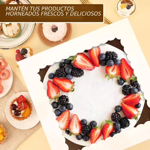 Miniatura 4 de Moretoes 15 cajas para tartas, cajas de panadería blancas de 12 x 12 x 8 pulgadas con contenedores de ventana para tartas, cajas altas de cartón