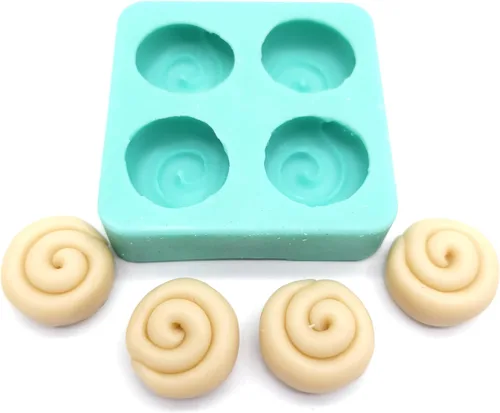 Miniatura 3 de Molde de rollo de canela - 1 pulgada de diámetro - Mini rollos de canela 4 cavidades Moldes de cera para derretir molde de bollo de canela Moldes