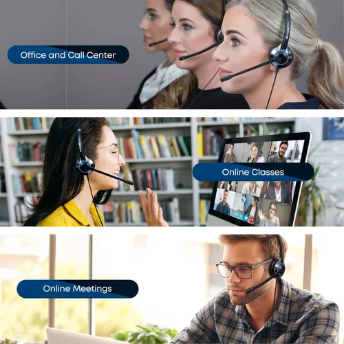 Miniatura 6 de TruVoice HD-550 Auriculares USB Premium para la oficina o centro de llamadas. Funciona con todos los sistemas telefónicos VoIP. Micrófono con Oreja