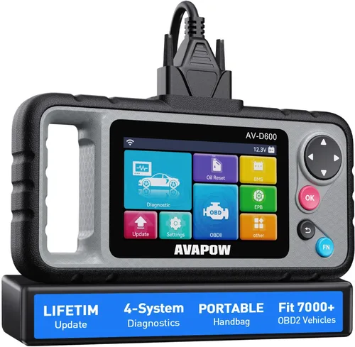 AVAPOW AV-D600 Escáner OBD2 de 4 Sistemas Motor/Transmisión/SRS/ABS Herramienta de Diagnóstico, Restablecimiento de Aceite/Restablecimiento de