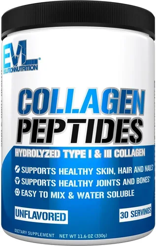 Evlution Nutrition - Péptidos de colágeno en polvo, colágeno hidrolizado de alta calidad para apoyar la piel saludable, cabello, huesos,