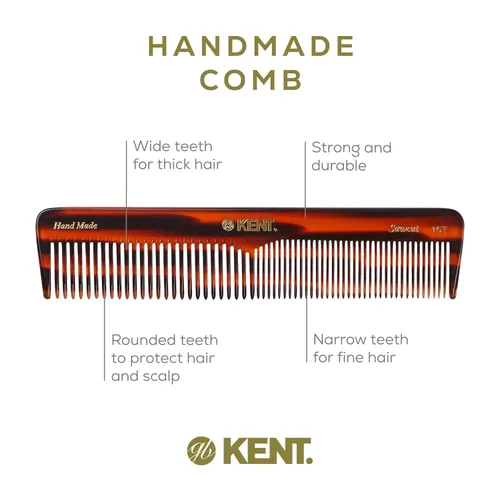 Miniatura 3 de Kent 16T-16TG Peine de dientes finos y dientes anchos para aseo diario, peine de peinado hecho a mano para todo tipo de cabello, peines para peinar