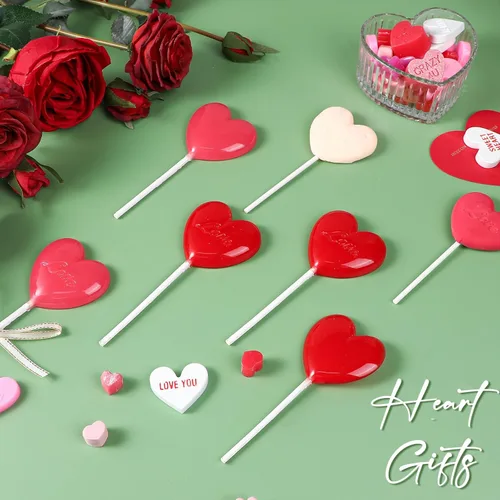 Miniatura 7 de Webake Moldes de Piruleta en Forma de Corazón de 6 Agujeros, Moldes de Caramelo de Chocolate en Forma de Corazón con Palillos de Piruleta, Ideales