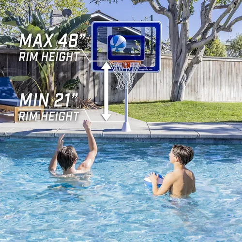 Miniatura 2 de GoSports Juego de baloncesto de piscina enterrada Elite montado en la cubierta con borde regulador, 2 pelotas de baloncesto y bomba - Elige tu