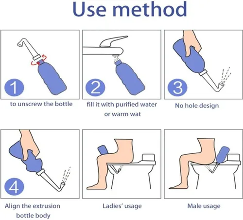 Miniatura 5 de Botella de bidé portátil para viajes, cuidado de higiene personal, bidé manual (11 pulgadas)