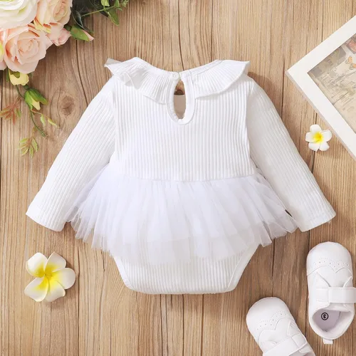 Miniatura 18 de OPAWO Vestido de bebé recién nacido, vestido de verano sin mangas, enterizo con cuello halter, vestido de tul de una pieza, 0-18 meses