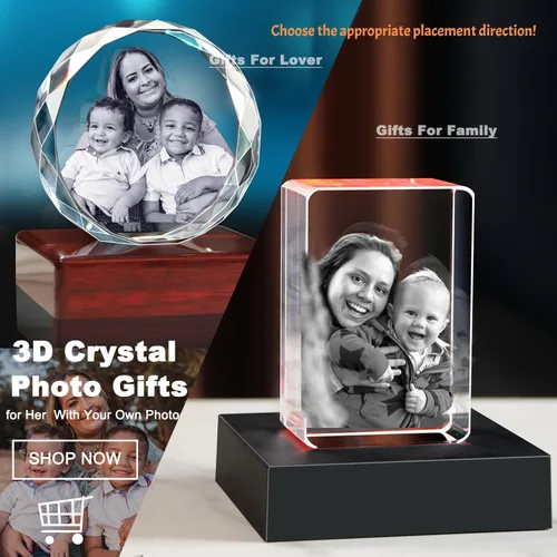 Miniatura 5 de Foto de Cristal 3D, Regalos Personalizados de Navidad para Mujeres, Esposa, Ella, Él, Hombres, Marido, Regalos de Fotos Personalizados, Cumpleaños