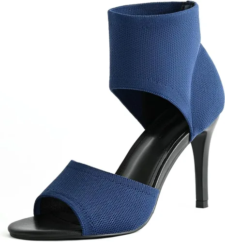 Miniatura 17 de Tacones de Puntera Abierta para Mujer, Sexys Tacones de Aguja de 3 Pulgadas, Sandalias de Tacón para Mujer con Puntera Abierta, Amplias, de Tejido