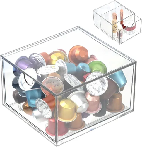 Miniatura 8 de Organizador de maquillaje acrílico, 10 cajones, organizador de almacenamiento transparente, cajones de almacenamiento apilables de escritorio