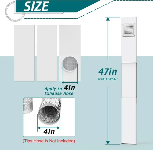 Miniatura 2 de Daisypower Kit de ventana de ventilación para secadora, kit de ventilación de ventana ajustable de 4 pulgadas con cubierta de ventilación