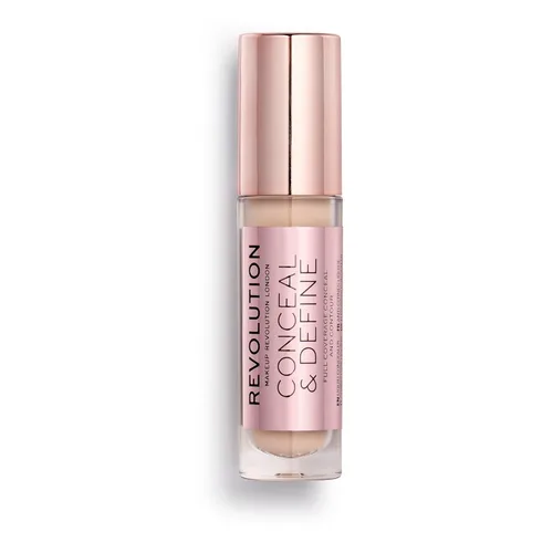 Revolution Beauty London, Conceal & Define Corrector, cobertura completa y ligero, acabado mate de larga duración, vegano y libre de crueldad, tonos