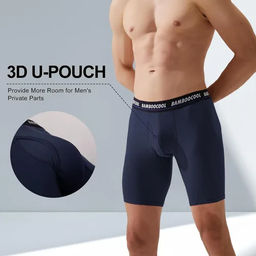 Miniatura 5 de BAMBOO COOL Men's Long Boxer Briefs Long Leg Performance Breathable Comfort Underwear for Men 3 or 5 or 6 Pack