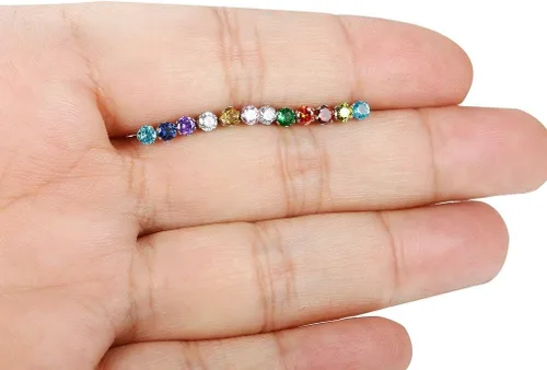Miniatura 10 de Jstyle Aretes hipoalergénicos para mujeres y hombres, aretes de acero inoxidable quirúrgico con piedra natal, aretes coloridos de circonita cúbica