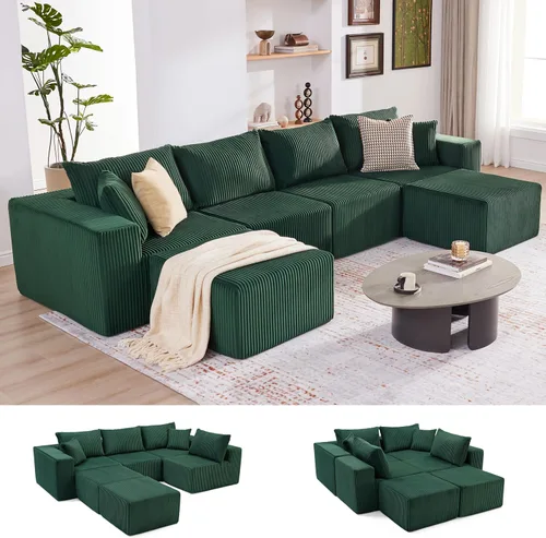 Miniatura 12 de Sofá modular de 108 pulgadas, sofá modular de nube con asiento profundo, moderno sofá modular en forma de L con diván, sofás tapizados sin hueso