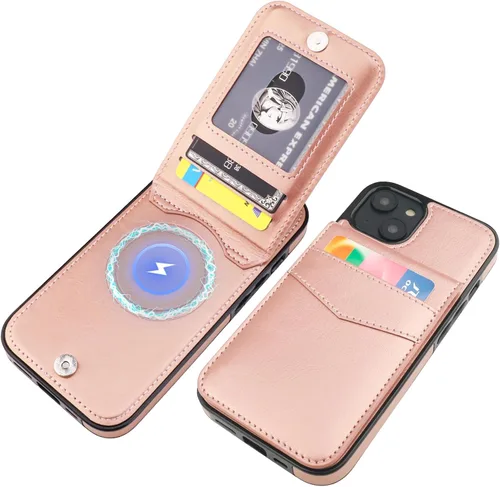 Miniatura 12 de KIHUWEY Compatible con iPhone 14 Funda Cartera con Soporte para Tarjeta de Crédito, Tapa de Cuero Premium con Cierre Magnético Soporte Funda