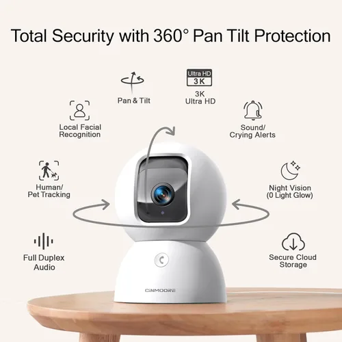 Miniatura 2 de Cámara de Seguridad 5G para Interior, Cámara 3K para Mascotas/Perros con Altavoz/Aplicación para Teléfono, Cámaras PTZ WiFi para Monitor de Bebé