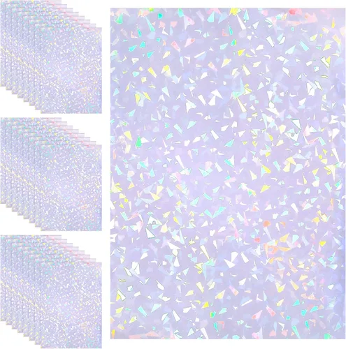 Outus 24 hojas de papel adhesivo holográfico, hojas de laminado holográfico, láminas de superposición transparente, laminación adhesiva de vinilo