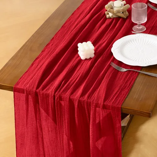 Miniatura 24 de Socomi Camino de mesa de gasa verde oliva de verano de 120 pulgadas, rústico bohemio, camino de tela de queso para bodas, fiestas, baby shower